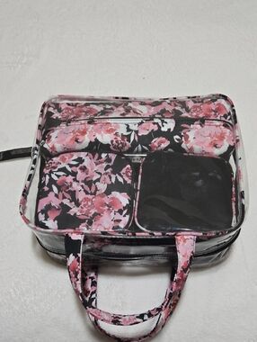 Floral Pink Clear Travel Tote Bag
